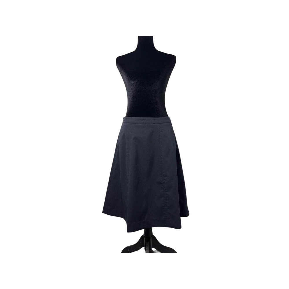 Beulah Style Skirt Women Large Navy Blue New A-Line Midi Flare Paneled Zipper